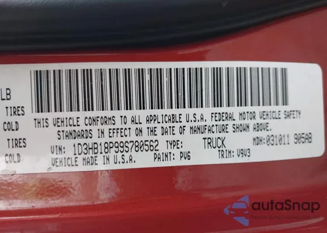 2009 Dodge Ram 1500 Slt/Sport/Trx из США, поврежденный, VIN 1D3HB18P99S780562